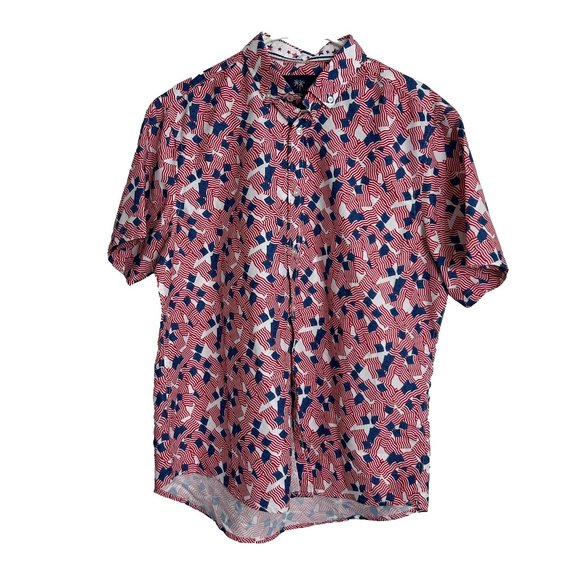Tropical Collection Mens Shirt Size Large Patriotic USA Flags 4th of July - Picture 1 of 9